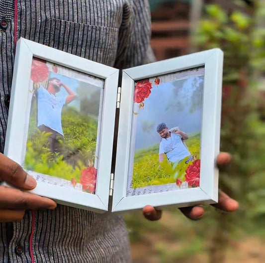 Double Photo Frame – Elegant Floral Memory Frame